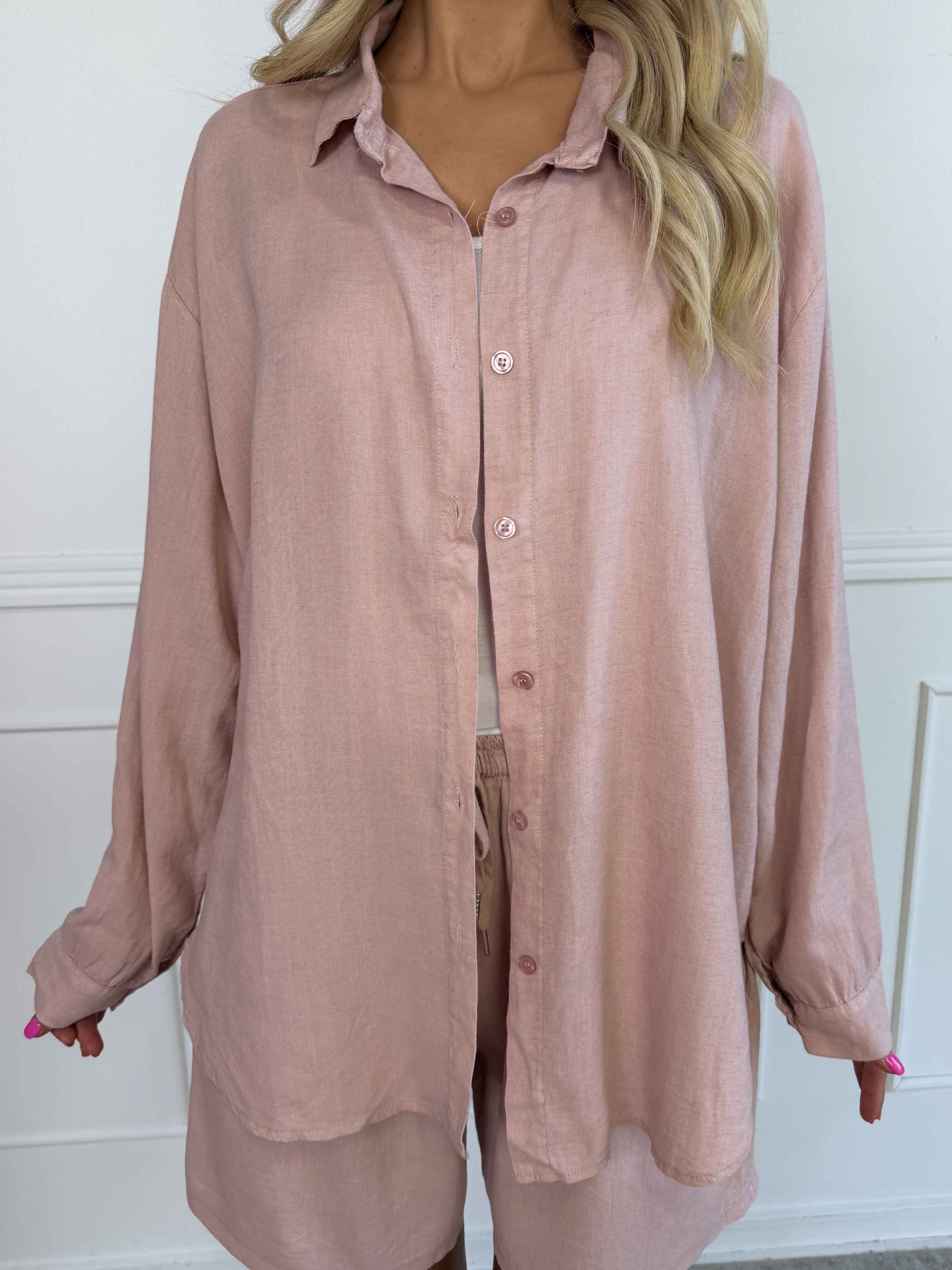 Clara Shirt - Ensfarvet skjorte i viskose og hør